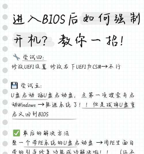 电脑无法进入BIOS解决方法（六种常见故障及解决方案）